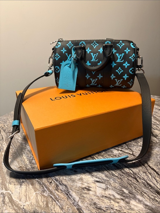 Louis Vuitton Handbags - Louis Vuitton Black & Turquoise Monogram Mini Speedy Crossbody Bag (Runway)